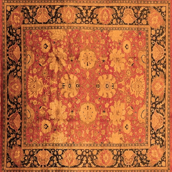 Ahgly Company Indoor Square Oriental Orange Traditional Area Rugs, 7' Square