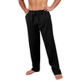 thumbnail image 2 of LWavelet Mens Lightweight Linen Lounge Pants Elastic Waist Drawstring Sleep Pants Black XL, 2 of 7