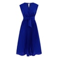 thumbnail image 1 of B91xZ Robes pour Femmes 2024 Élégantes Sans Manches Décontractées Mini Robe Sans Manches Col en V Nœud devant Robes D'Été Fluides, D L, 1 of 5