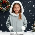 thumbnail image 2 of LTTVQM Christmas Hoodies for Girls Boys Funny Fleece Sherpa Lined Zip Up Santa Pullover Comfort Long Sleeve Warm Faux Fur Trim Furry Jacket Light Gray 5-6 Years, 2 of 6