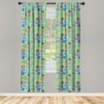 thumbnail image 4 of Ambesonne Turtle Window Curtains, Colorful Sea Elements Scene, Each 28" W x 84" L, Seafoam and Multicolor, 4 of 4