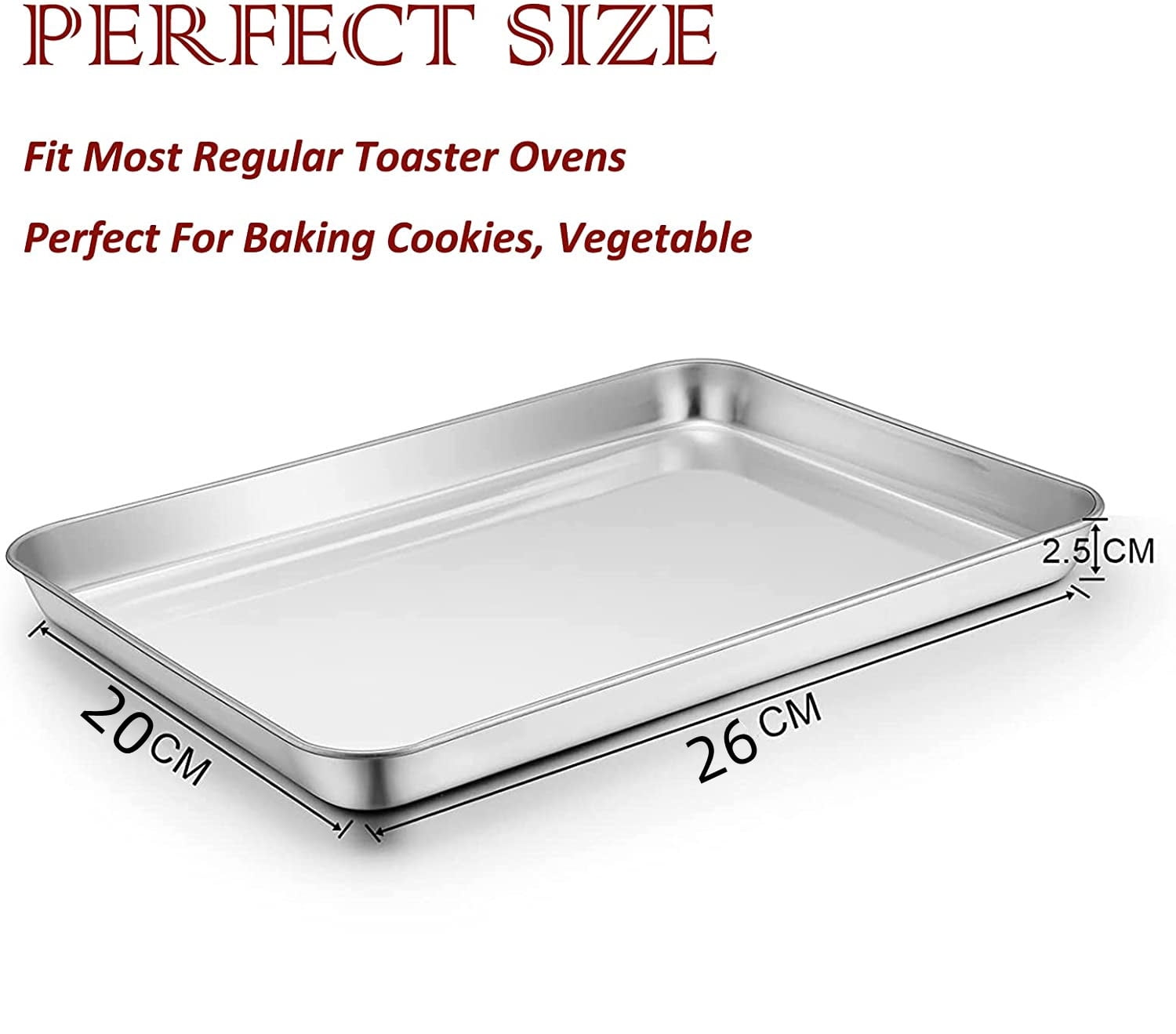 Bexikou Small Baking Tray,Sheet Pan,Cookie Sheet,Deep Cake Tins Stainless  Steel Baking Sheet Pans, Rectangle Bakeware for Cake/Brownie / Lasagna /