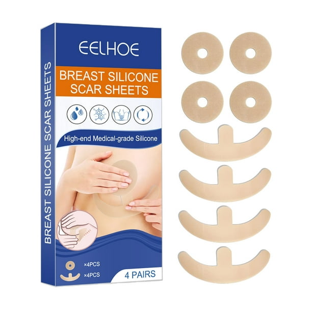EELHOE 4 Pairs Silicone Scar Sheets Safety Mild Reduce Flatten Dilute  Soften Scars Hypoallergenic Waterproof Washable