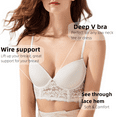 thumbnail image 5 of Women's Low Back Bra Sexy Push Up Comfort Seamless Lace Deep V Backless Bra, 5 of 7