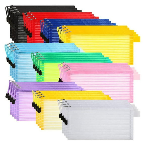 40Pack 10 Colors Zipper Mesh Pouch, Colorful Pencil Pen Bag Multipurpose Travel Bags for Office Supplies Travel