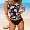 thumbnail image 2 of Erwazi Women's 2 Piece Tankini Set Printed Crew Neck Tank Top Padded Bra Top and Swim Bottoms Bathing Suit Sets, 2 of 6