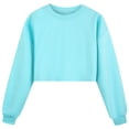 thumbnail image 2 of Splozh Teen Girl Shirts 3-14 Years Girls' Loose Sports Casual Crop Top Casual Fall Winter Cute Shirts,Sky Blue,11-12 Years, 2 of 6