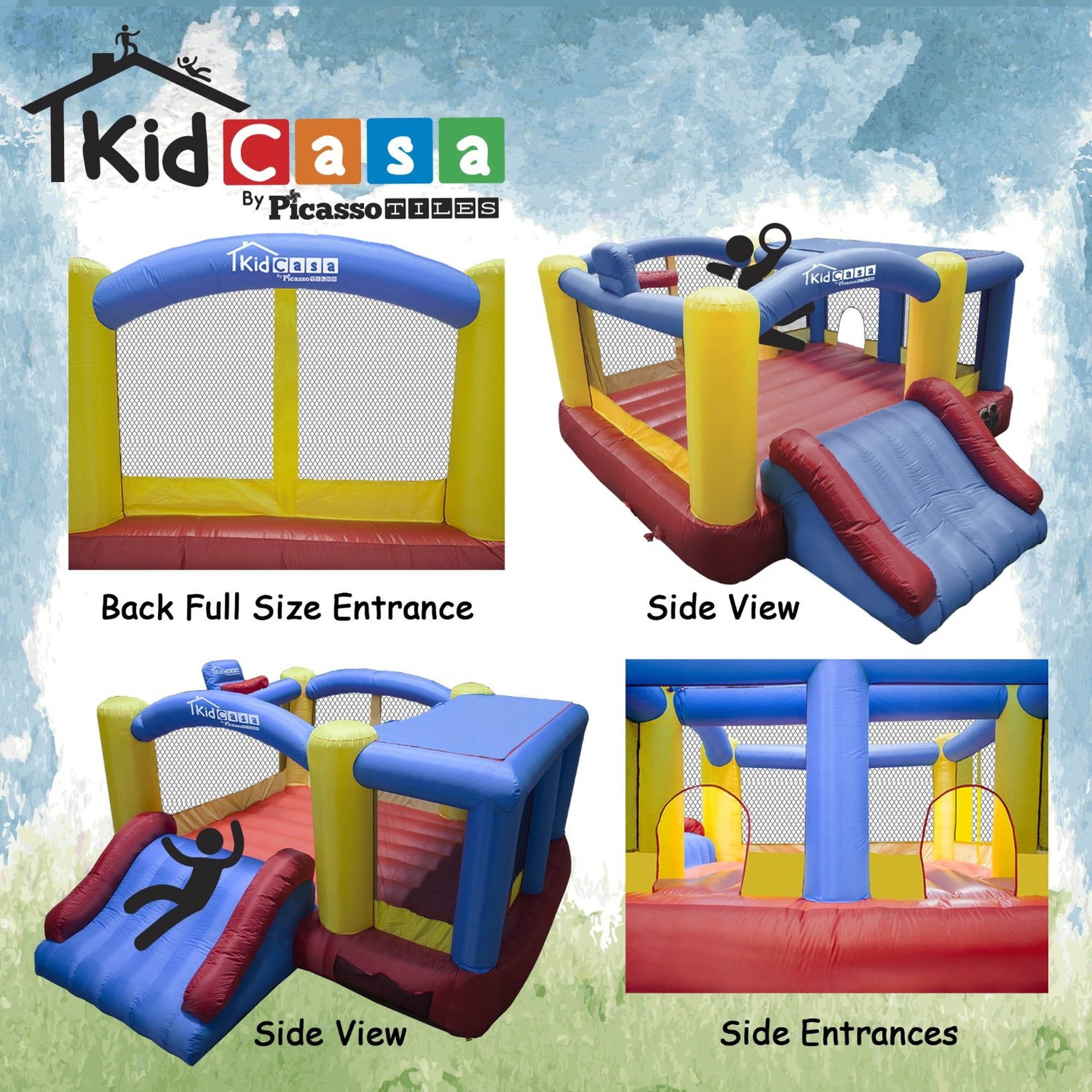 Picassotiles Kc102 12 X 10 Inflatable Bouncer Jumping Bouncing House Jump Slide And Dunk Playhouse Featuring Basketball Rim 4 Sports