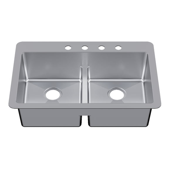 Kingston Brass GKDD332294LD Quebec 33-Inch Stainless Steel Double Bowl Dual Mount Kitchen Sink with Drain in Brushed