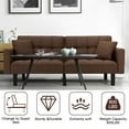 thumbnail image 6 of AVAWING Futon Sofa Bed Recliner Sofa 74 Inch Linen Tufted Upholstered Couches for Living Room Modern Convertible Sofa Bed with 2 Pillows, Brown, 6 of 7