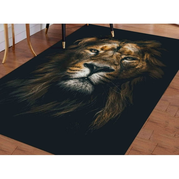Lion Rug, Lion Lover Gift Rugs, Man Cave Rug, Animal Rugs, Step Rug, Anti-Slip Carpet, Indoor Rug, Small Rug, Classic Rug, Custom Rug, 2.6'x6.5' - 80x200 cm