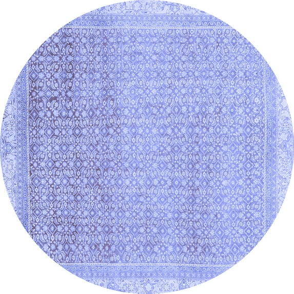 Ahgly Company Indoor Round Abstract Blue Modern Area Rugs, 8' Round