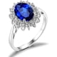 thumbnail image 4 of Anillos de compromiso con halo de zafiro y piedra natal de la princesa Diana Kate Middleton para mujer, aniversario de plata de ley 925 chapada en oro rosa amarillo blanco de 14 quilates, anillos de p, 4 of 5