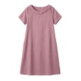 thumbnail image 4 of Women's Collared Dress Summer Short Sleeve Linen Blend Shift Dress Textured Casual Cute Office Dress with Pockets Purple S, 4 of 4