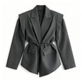 thumbnail image 5 of Hueook Cinched Jacket Baggy Coats Waist Slimming Tie Fall and Winter Waists Thin Loose V neck Coat Woman Gray 2X, 5 of 5