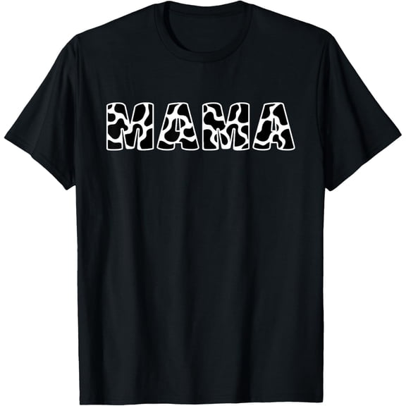 Cute Mama Cow Print Black White Mom Mother Animal Pattern T-Shirt