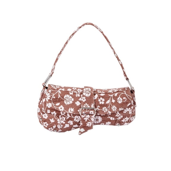 Vintage Floral Denim Armpit Bag for Women, Lightweight Canvas Underarm Shoulder Bag, Casual Retro Clutch Purse