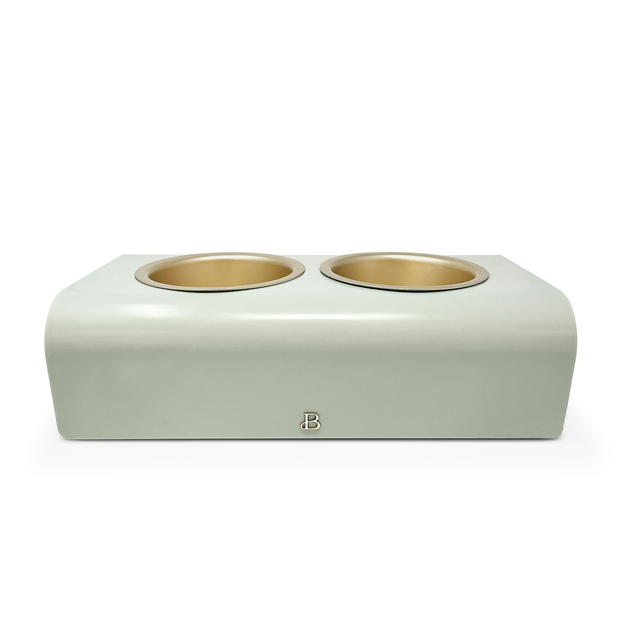 Beautiful by Drew Barrymore Double Elevated Stainless Steel Pet Bowl, 4-Cup, Sage