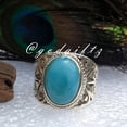 thumbnail image 5 of Larimar Ring â€“ 925 Sterling Silver Solid Gemstone Statement Ring, 5 of 10