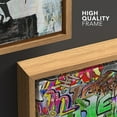 thumbnail image 4 of Wall26 Framed Canvas Wall Art Little Girl Tagging Banksy Graffiti & Street Art Urban Architecture Cityscape Grunge Dark Print Hip-pop Style Abstract Art Decor for Bedroom/Office - 16"x24" Natural, 4 of 5