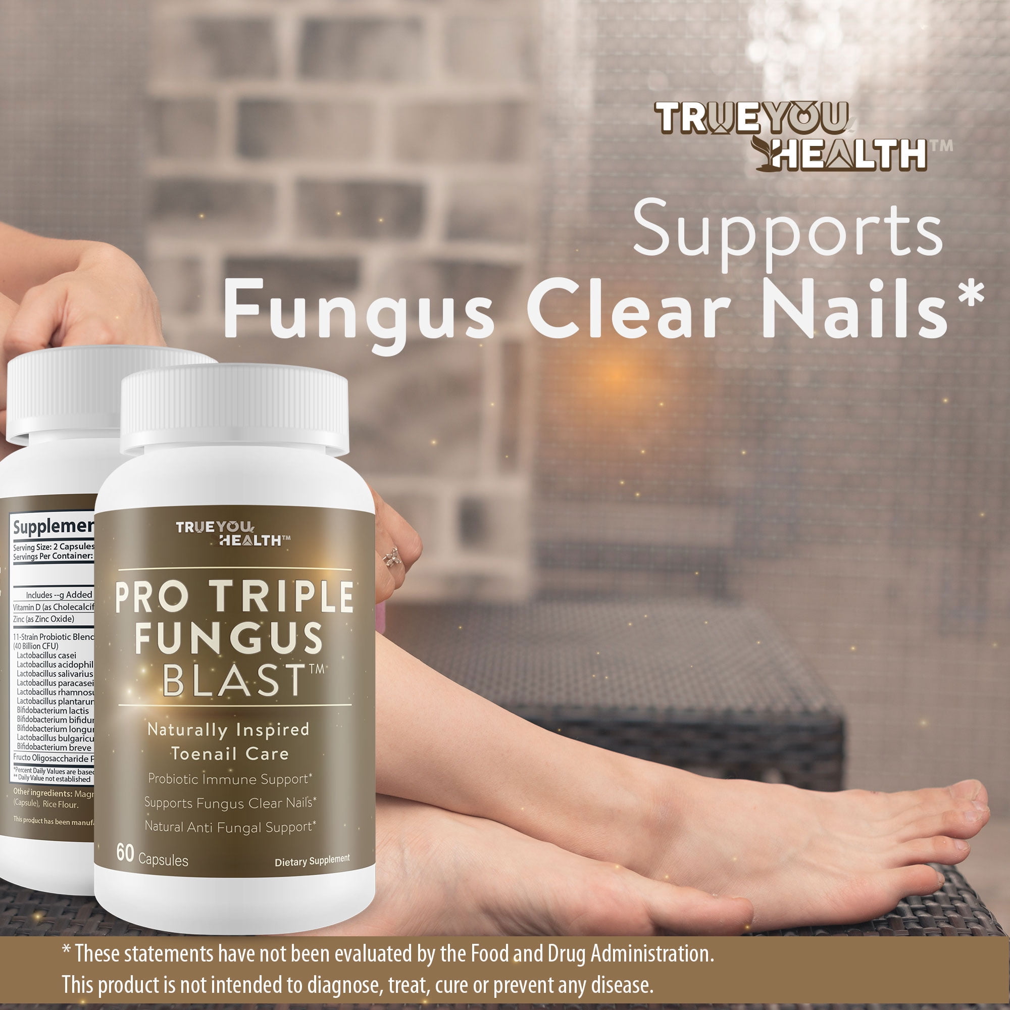 Pro Triple Fungus Blast - Probiotic Fungus Fighter - Health Support To Aid Natural Inhibition Of Toe Nail & Foot Fungus - Help Clear Nails & Feet & Keep Them Clear With Regular Health Support