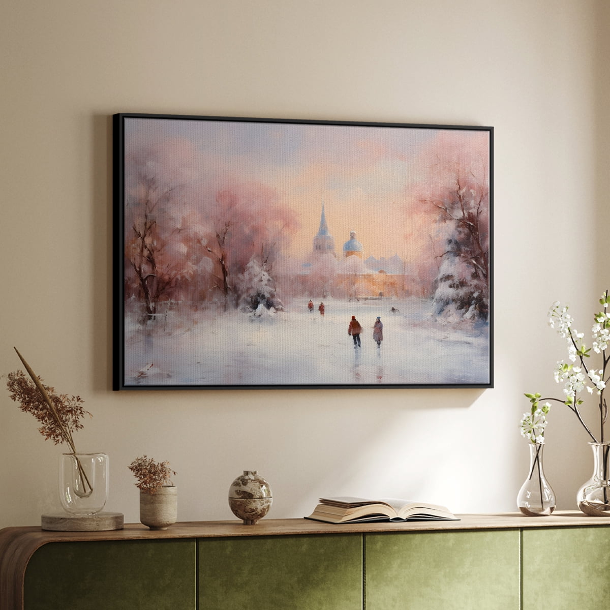 Vintage Landscape-CXCVII By Wexford Home Framed in Black Wood Gallery Wrapped Canvas 27 in. x 41 in.