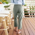 thumbnail image 6 of KALE Linen Pants for Women Baggy Sweatpants Cropped High Waisted Straight Leg Work Business Casual Ankle With Pockets Women Pants Green, 6 of 9