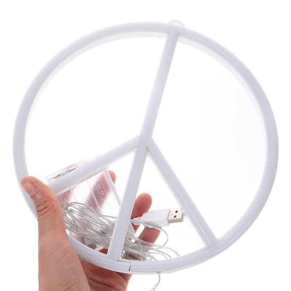 Luxshiny Lighted Peace Sign Decor White Plastic Lamp for Adults 1Set