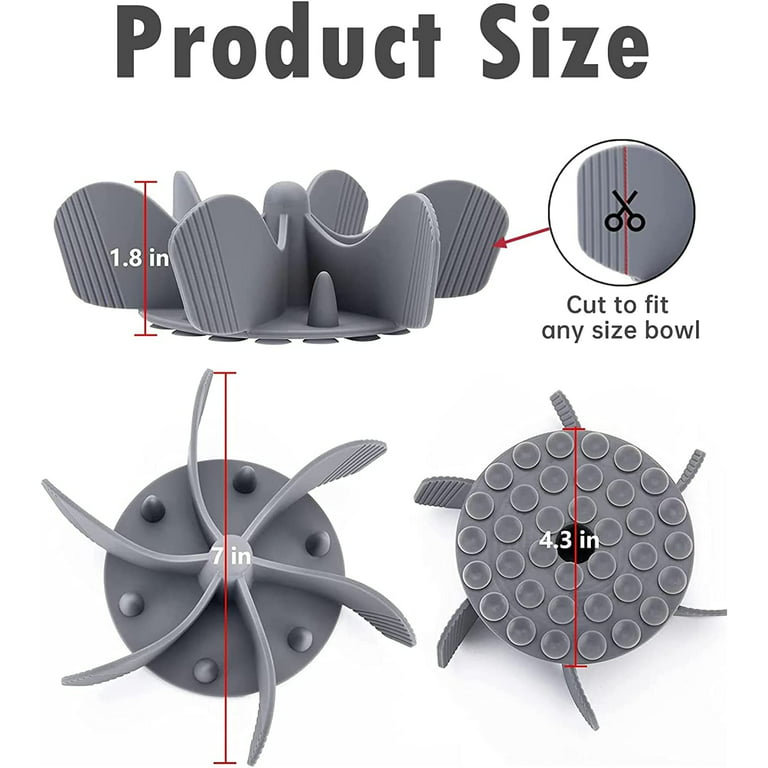 Silicone Slow Feeder Dog Bowl Insert - Dog Puzzle Feeder with Suction Cups - Cuttable Fit for All Dog Food Bowls Slow Feeder Insert Gray