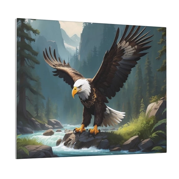 Logiee Forest River Bald Eagle Print Canvas Wall Art ,Art Poster,Canvas Decorative Picture,Decor Wall Pictures for Living Room Bedroom Bathroom,Ready to Hang