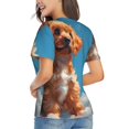 thumbnail image 3 of Xecao Blue Sky Cloud Puppy for Women's V-Neck T-Shirts-Elegant Half-Sleeve Tops Perfect for Summer-Large, 3 of 5