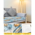 thumbnail image 4 of Coastal Sofa Couch Cushion Covers Washable, Removable Stretchable Sectional Couch Covers, Nautical Beach Shell Starfish Coral Orange Blue Slipcovers for L & T Shape Sofa Protector S Size 1 pc, 4 of 7