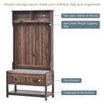 thumbnail image 6 of 69" Hall Tree with 4 Hooks and Hinged Lid 2 Open Shelves and 2 Drawers Coat Hanger for Entrance Hallway Living Room, Brown, 6 of 6