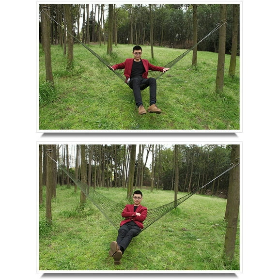 STOBOK 1Pc Lightweight Nylon Mesh Rope Hammock Green Sleeping Net Bed for Outdoor Use and Travel