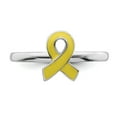 thumbnail image 4 of 925 Sterling Silver Stackable Expressions Yellow Enameled Awareness Ribbon Ring Size: 8; for Adults and Teens; for Women and Men, 4 of 5