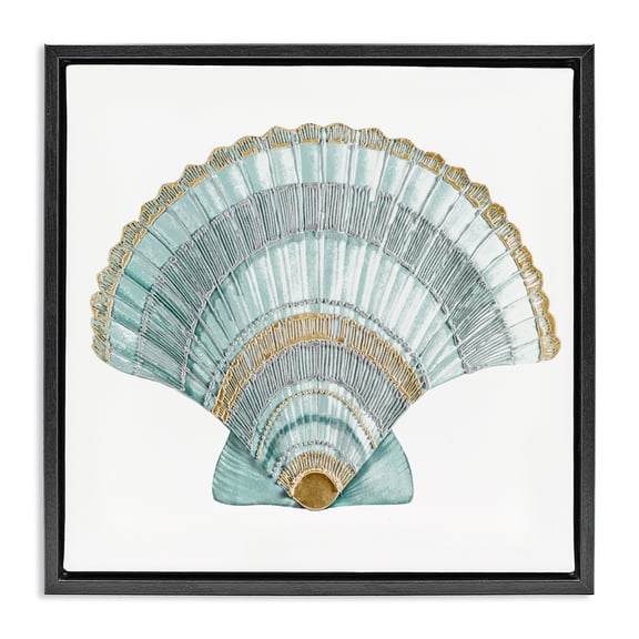 Stupell Industries Rustic Lodge Regal Shells Scallop Black Floating Frame Canvas Art, 18 x 18, by Lorenzo Collective