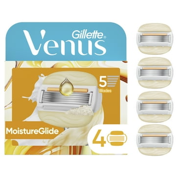 Venus MoistureGlide Women's Razor Blade Refills with Built-in Shave Gel Bars, 4 Count
