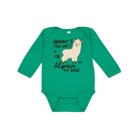 

Inktastic Granny s You Say Alpaca My Bags Gift Baby Boy or Baby Girl Long Sleeve Bodysuit