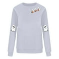 thumbnail image 5 of yoeyez Halloween Sweatshirt Women Ghost Pumpkin Long Sleeve Shirt Crewneck Casual Fall Spooky Pullover Tops Gray,S, 5 of 5