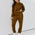 thumbnail image 3 of Wangmeiwg Women's Sweatshirts Women Trousers Suit Solid Sweatsuit Set Long Sleeve Pullover Sweatshirt Sweatpants Casual Outfit Ensemble for Brown L, 3 of 8