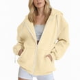 thumbnail image 4 of Towmus Drawstring Zip Up Hoodies for Women Fall Cute Jacket Oversized Casual Long Sleeve Sweatshirts Fall Spring Track Jackets with Pockets, 4 of 5