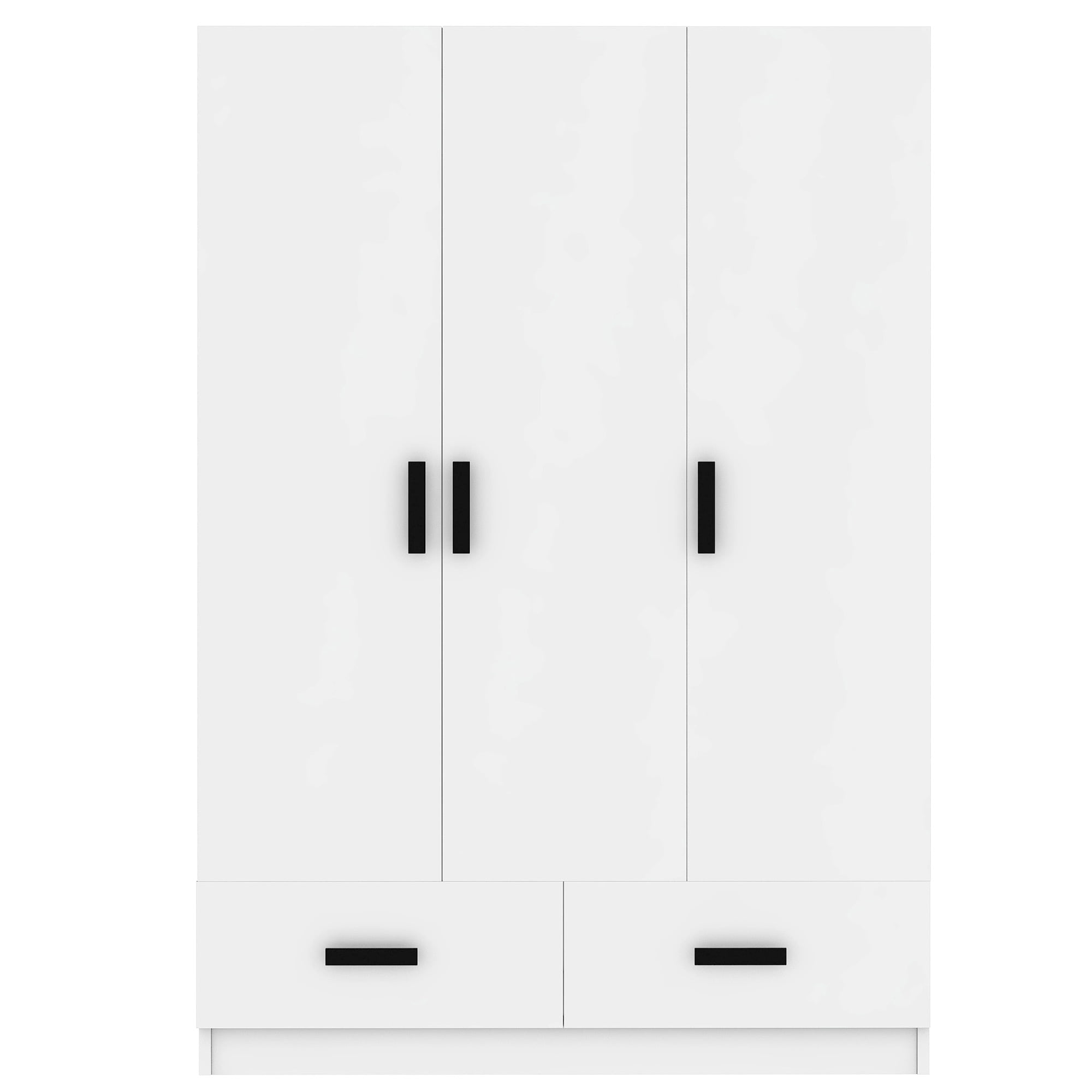 EUROCO 67.7 Modern Armoire Wardrobe, 3 Door Cabinet Closet with Clothing Rods for Kids Adutls, White