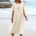 thumbnail image 1 of ZANZEA Casual Lightweight Beach Sundress Vintage Summer Cotton Midi Dress Women 2023 Round Neck Short Sleeve Vestidos HolidayXXL Gao Jinjia LED, 1 of 2