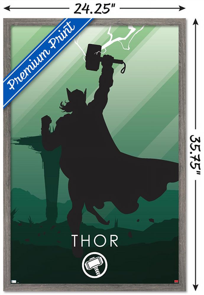 Marvel Heroic Silhouette - Thor Wall Poster, 22.375" x 34", Framed
