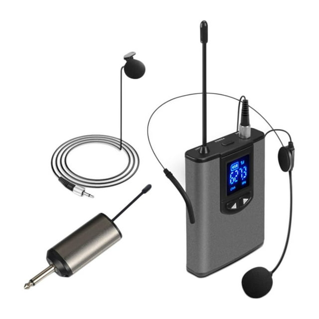 Auriculares Inalámbricos de Micrófono clip de solapa Solapa Doble con Auriculares Y Micrófono Transmisor Y Receptor de Petaca para Enseñar a H
