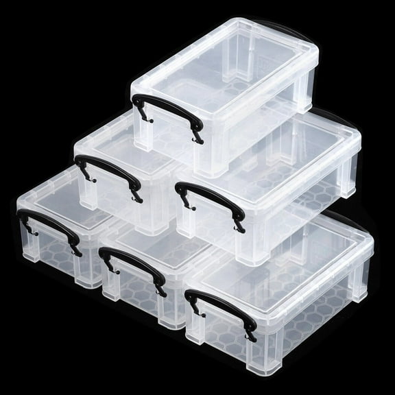 6 Pcs Mini Plastic Boxes, Small Clear Storage Containers with Locking Lids, Clear Plastic Organizers for Crafts, Stationery, Jewelry, Sewing, Multipurpose Cases for Accessories