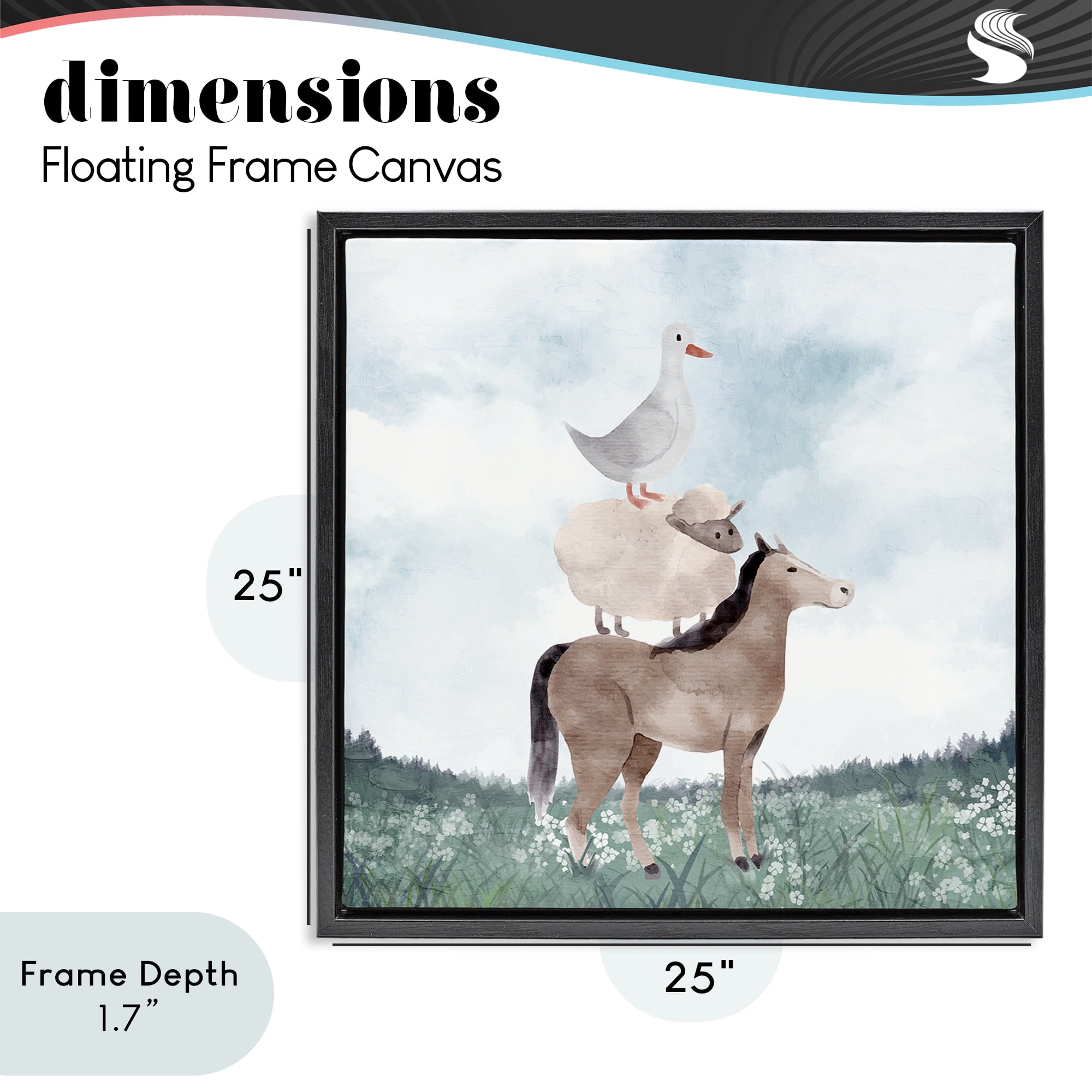 Stupell Industries Muted Blue Sky Farm Black Framed Floater Canvas Wall Art, design by Kim Allen