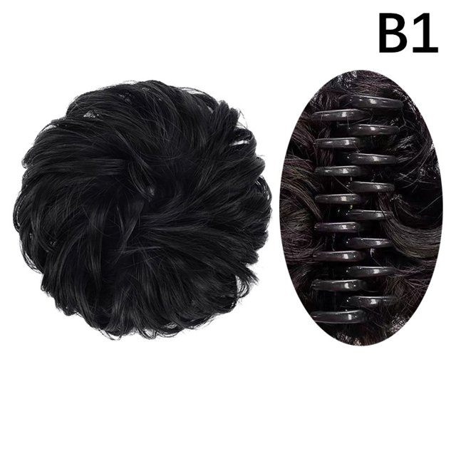 Piezas de cabello falsas elásticas Scrunchy para las mujeres Pin de agarre rizado del clip del pan del cabello sintético Chignon