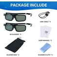 thumbnail image 7 of 3D Glasses, Active Shutter Rechargeable Eyewear for 3D DLP-Link Projectors Cocar Toumei - Pack of 2, 7 of 7