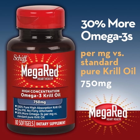 Schiff MegaRed Ultra Concentration Omega-3 Krill Oil 750 mg., 80 Softgels